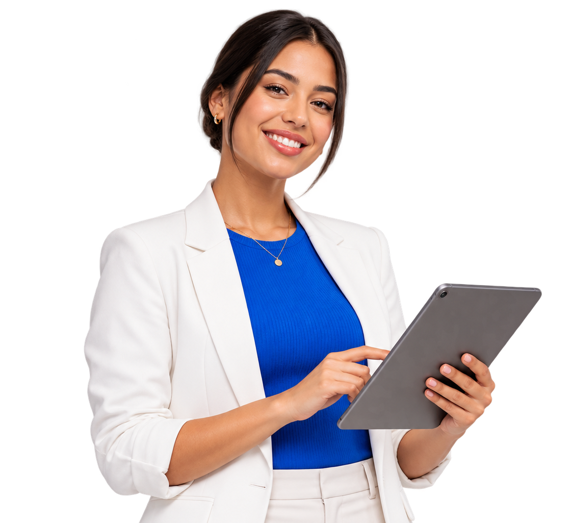 Profissional utilizando um sistema da NEX em um tablet
